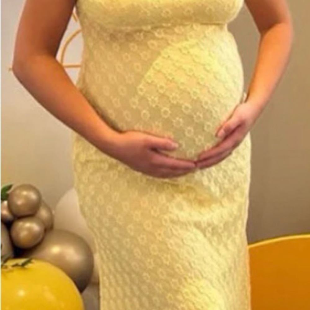Elegant Yellow Lace Maternity Dress